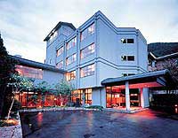 Hotel facade in summer.